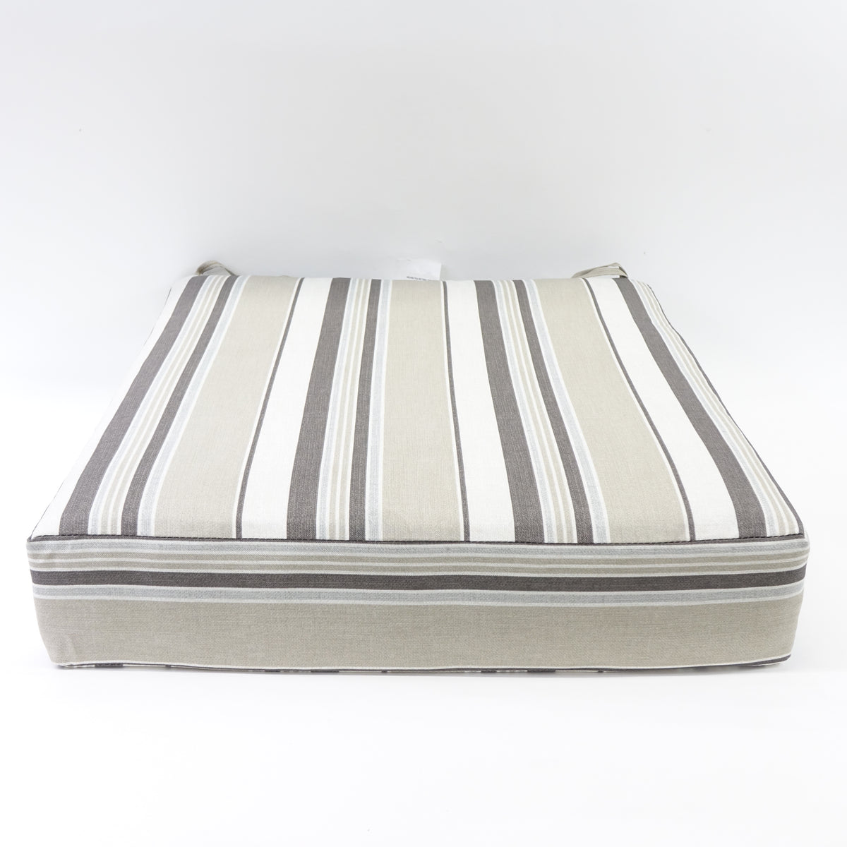 Outdoor Cushion Set, 24 x 24, Bottom and Back Cushion, Taupe Grey Linen Stripe