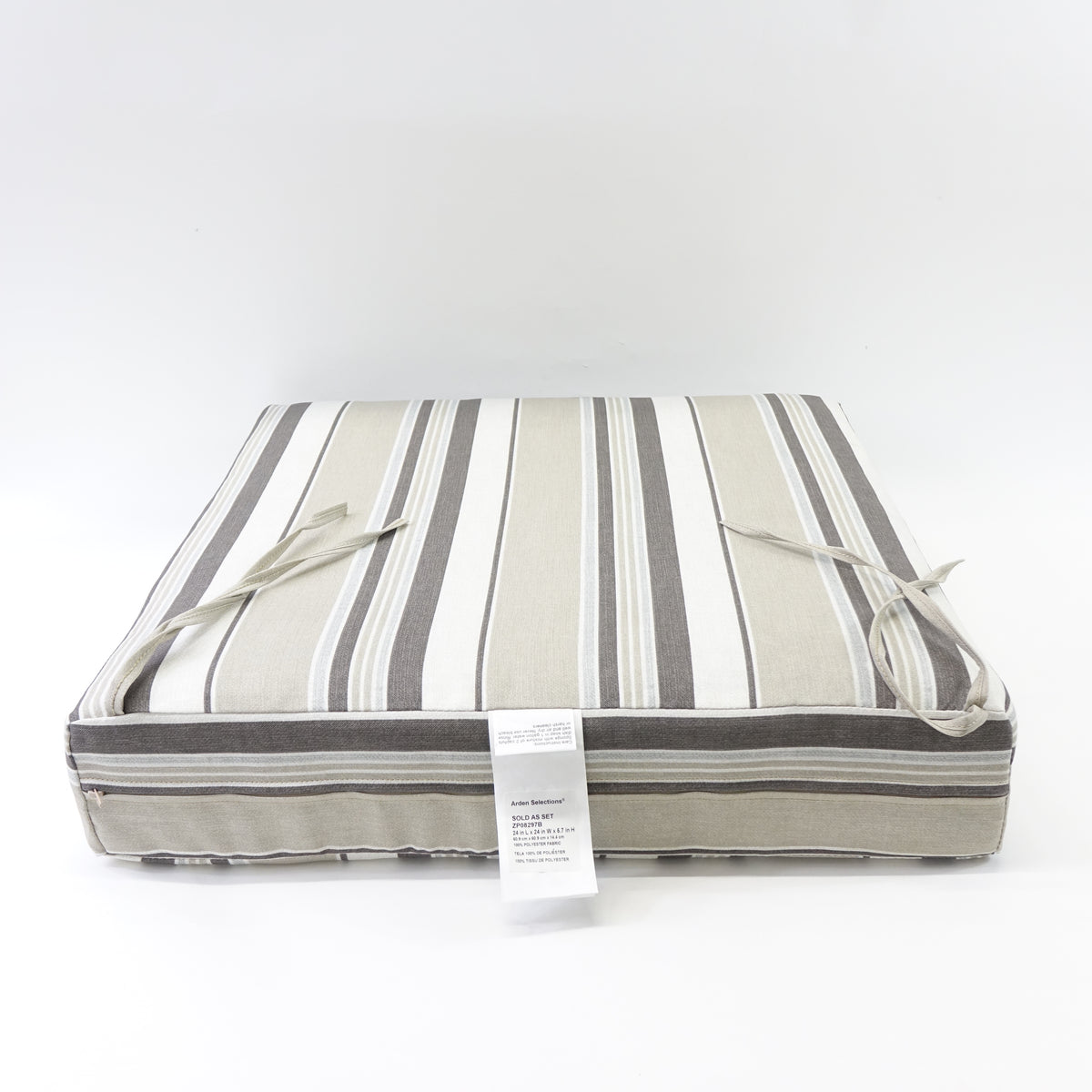 Outdoor Cushion Set, 24 x 24, Bottom and Back Cushion, Taupe Grey Linen Stripe