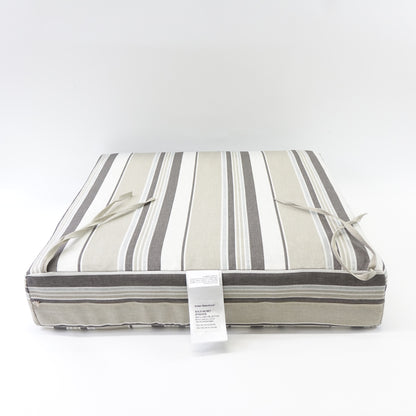 Outdoor Cushion Set, 24 x 24, Bottom and Back Cushion, Taupe Grey Linen Stripe