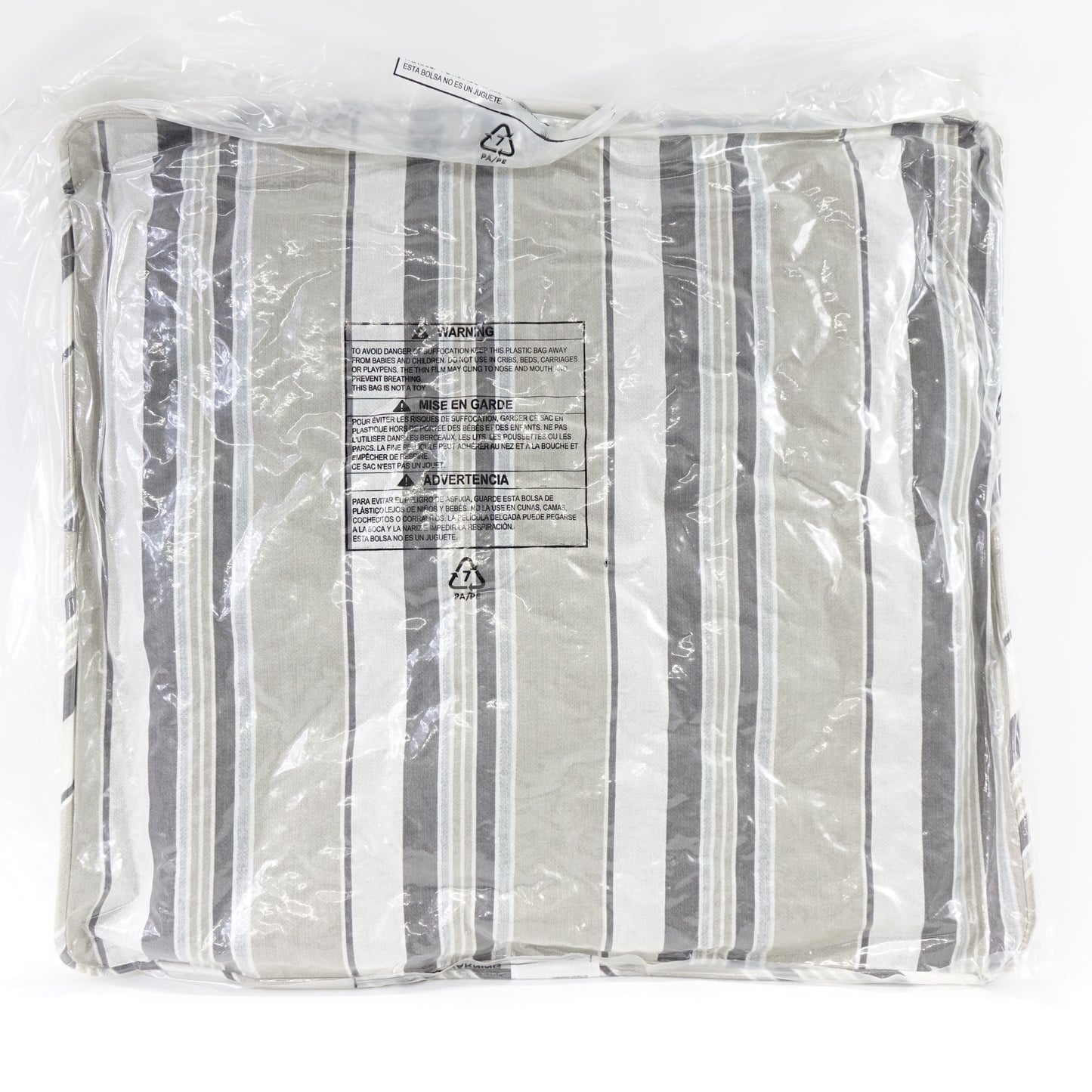 Outdoor Cushion Set, 24 x 24, Bottom and Back Cushion, Taupe Grey Linen Stripe