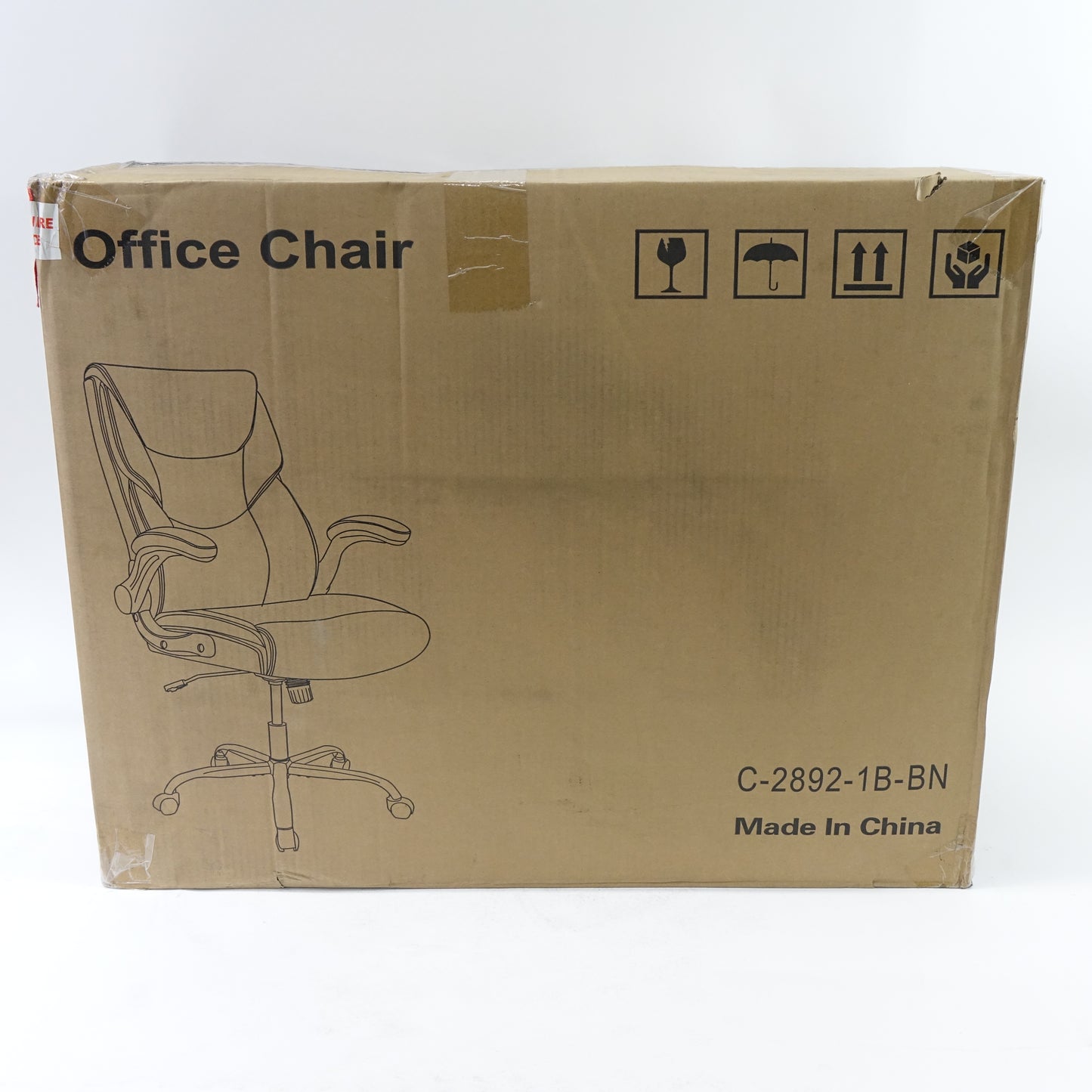 Ergonomic Adjustable Desk Chairs with Flip-up Armrests, Bonded Leather- Brown