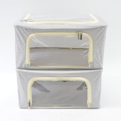 Awekris 2 Pack Foldable Cloth Organizer with Window & Handles, Medium Light Grey