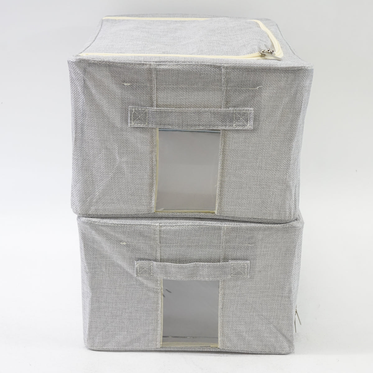 Awekris 2 Pack Foldable Cloth Organizer with Window & Handles, Medium Light Grey
