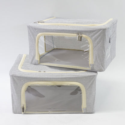 Awekris 2 Pack Foldable Cloth Organizer with Window & Handles, Medium Light Grey