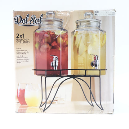 Home Essentials 1832A Del Sol Twin Dispenser Rack, 1 gal, Clear - Open Box