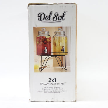 Home Essentials 1832A Del Sol Twin Dispenser Rack, 1 gal, Clear - Open Box