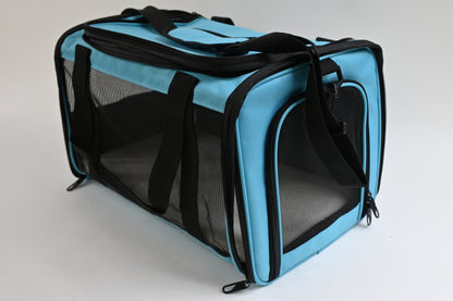 Cat Carrier TSA Approved with Locking Zipper and Fleece Pad Medium, Blue