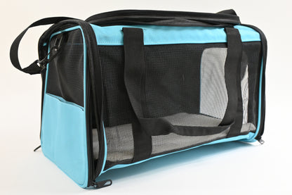 Cat Carrier TSA Approved with Locking Zipper and Fleece Pad Medium, Blue