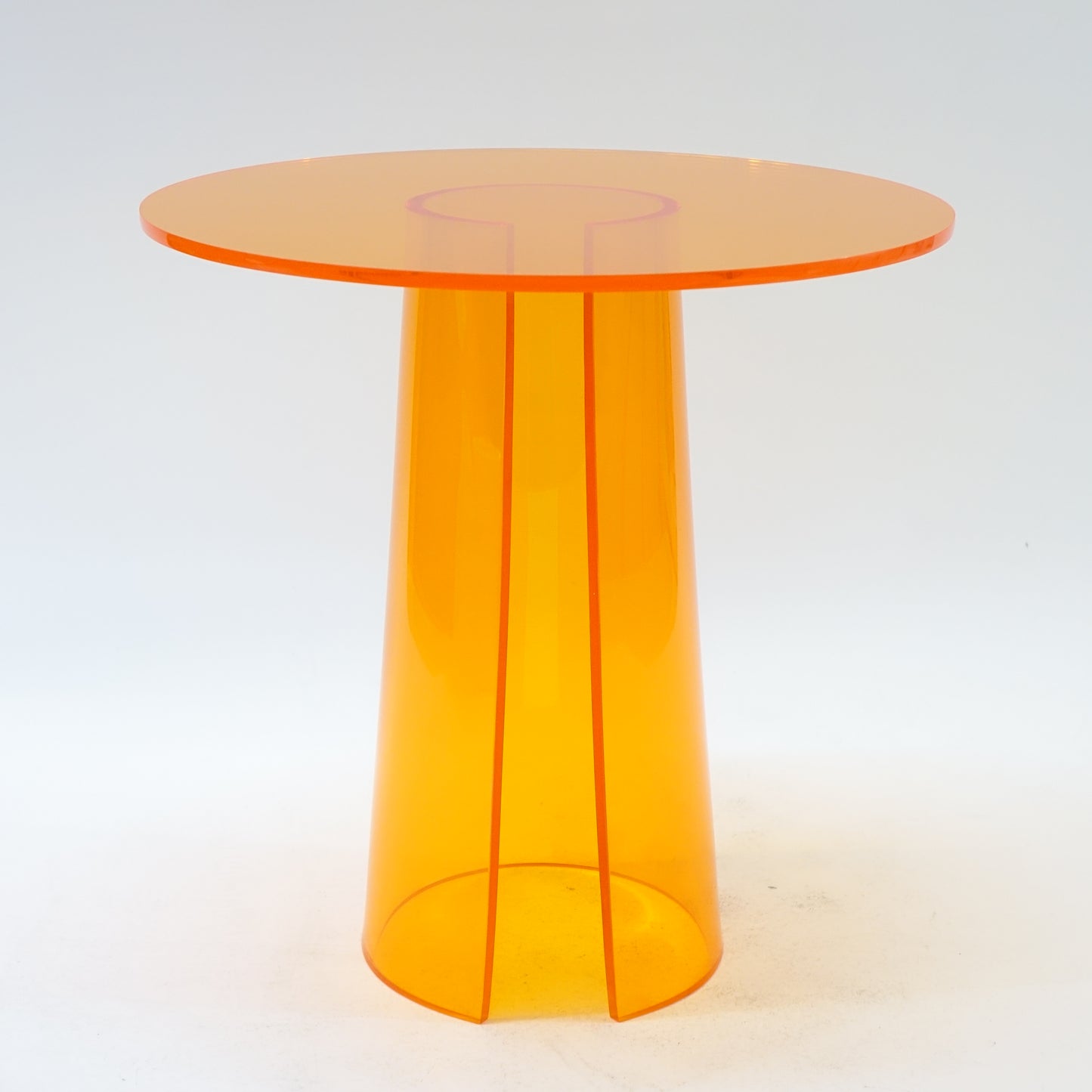 Orange Color Acrylic Accent Side Round Night Stand Table (15x15x15''H)