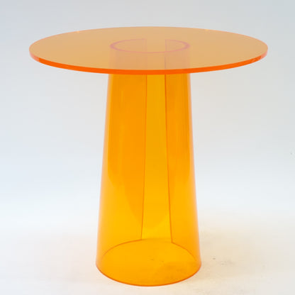 Orange Color Acrylic Accent Side Round Night Stand Table (15x15x15''H)