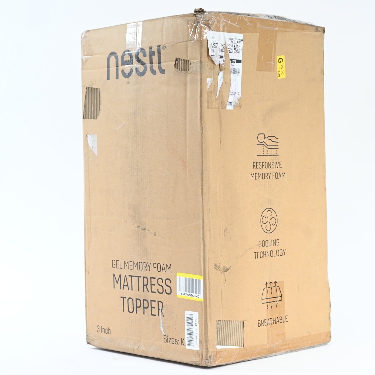 Nestl Mattress Topper, 3 Inch Memory Foam, Gel Infused, King, Light Teal Blue
