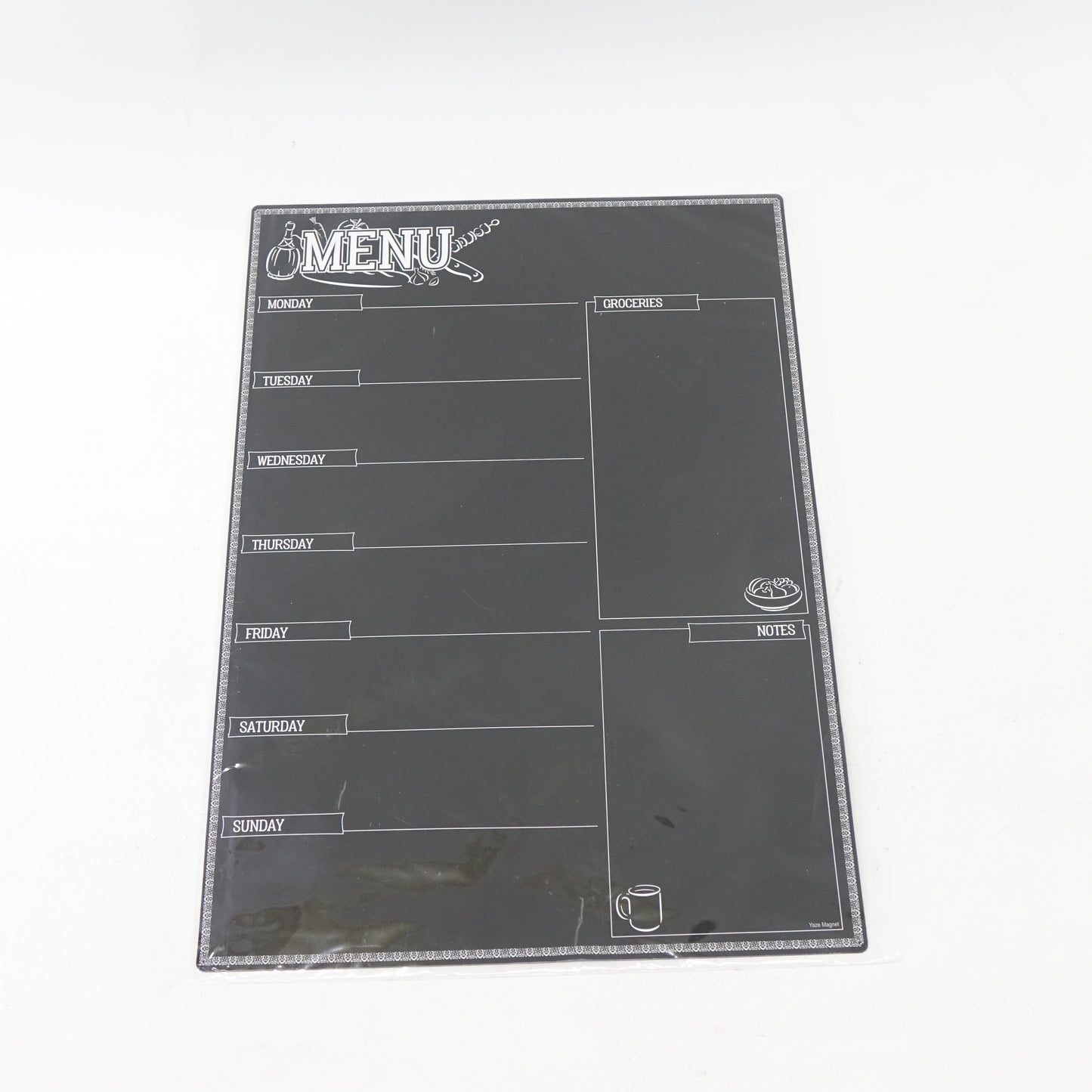 Magnetic Menu Board for Kitchen Fridge with Bright Chalk Markers - 17"X12"