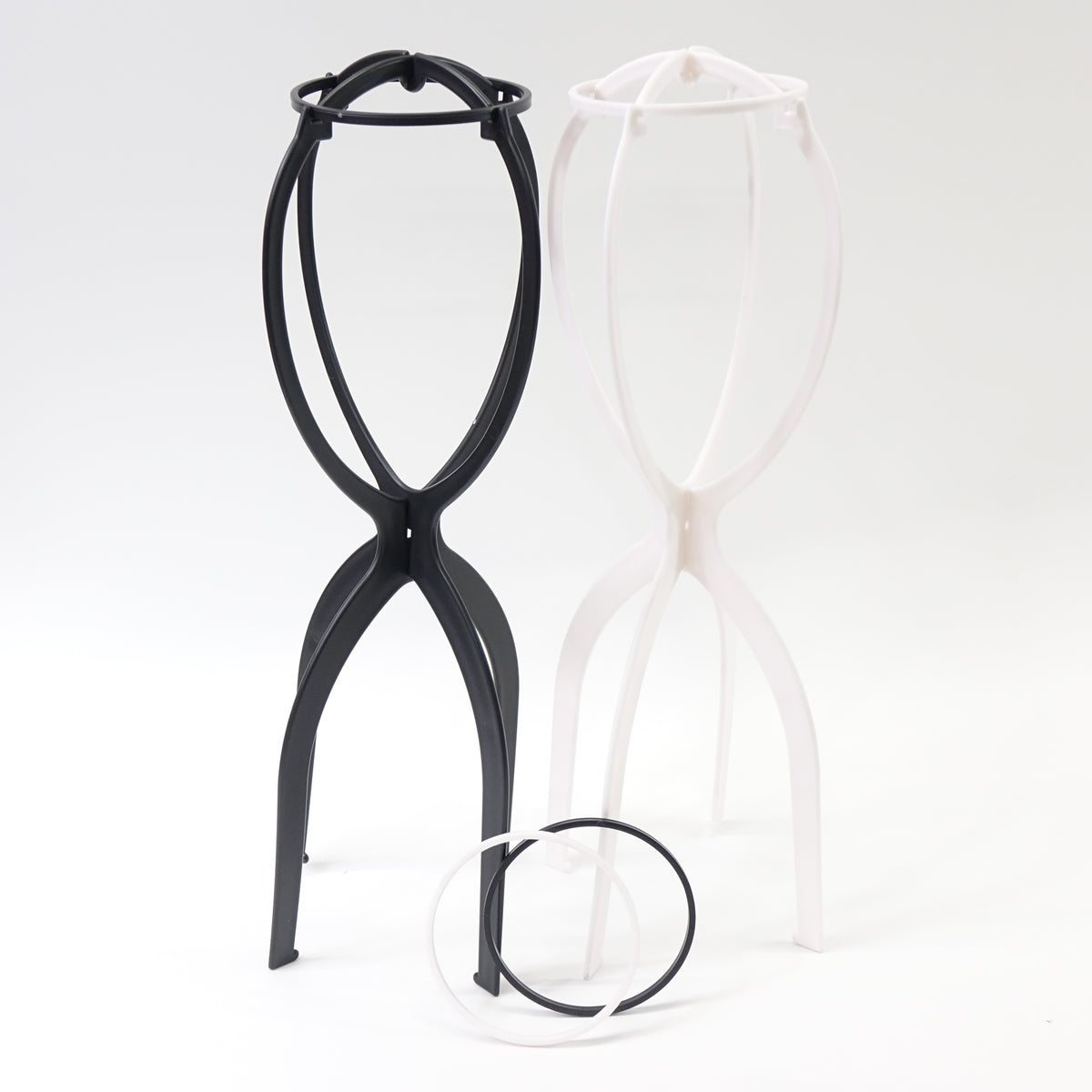 Deke Home Long hair Wig Stand, Portable tripod Collapsible 19.7"-2 pack B&W