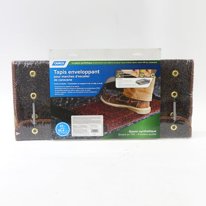 CAMCO 42944 Premium Wrap Around RV Step Rug Turf Material 22" x 23"-Brown - New
