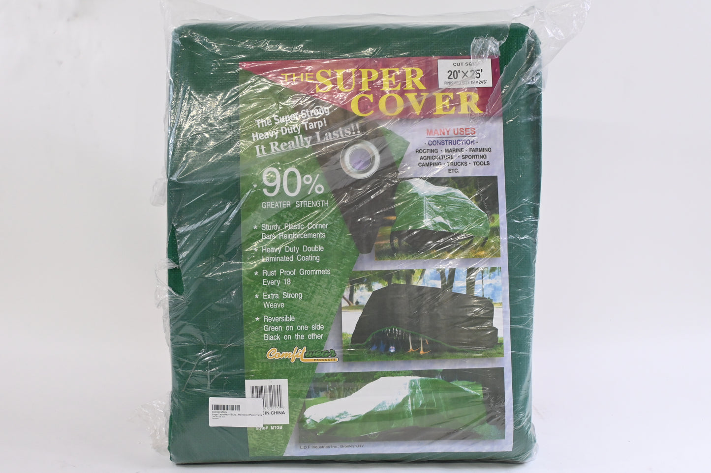 Hygrade Kotap TGS-2025 Heavy Duty 20' x 25' Reversible Green/Silver 8-mil Poly Tarp