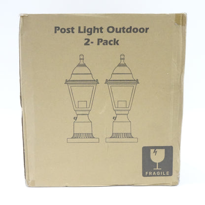 FOLKSMATE Dusk to Dawn 2-Pack Waterproof Outside Post Lamps -Matte Black