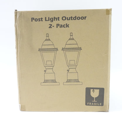 FOLKSMATE Dusk to Dawn 2-Pack Waterproof Outside Post Lamps -Matte Black