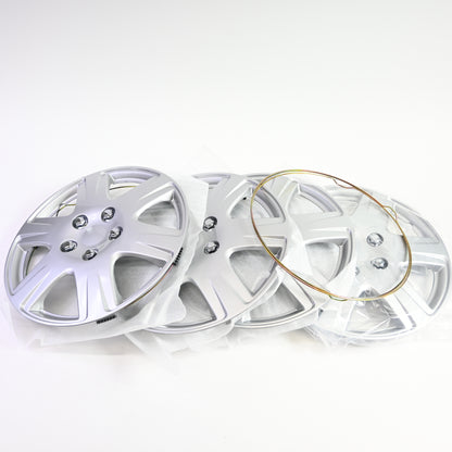 KT Four ABS Plastic Silver Colored Hubcaps - 15 Inch Diameter