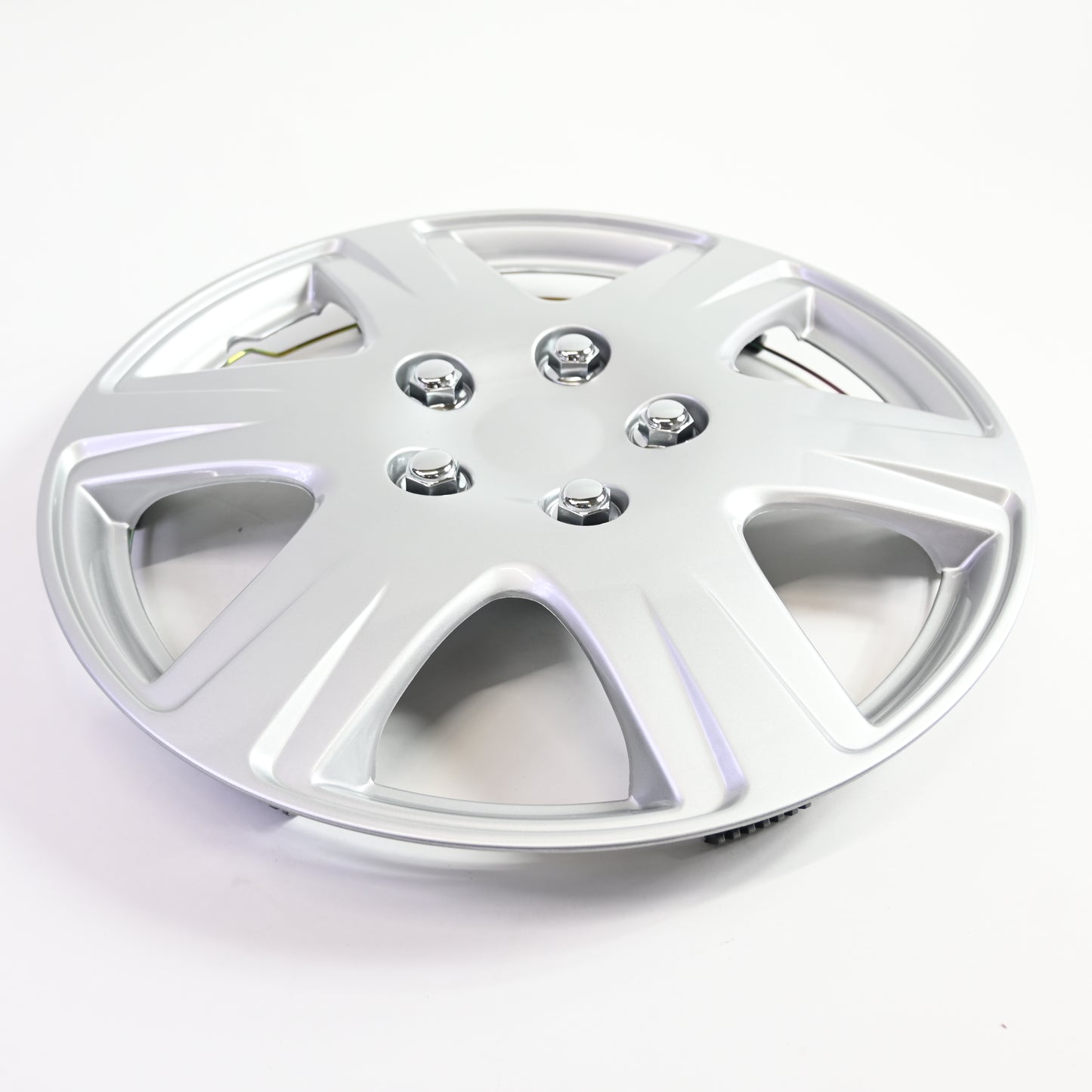 KT Four ABS Plastic Silver Colored Hubcaps - 15 Inch Diameter