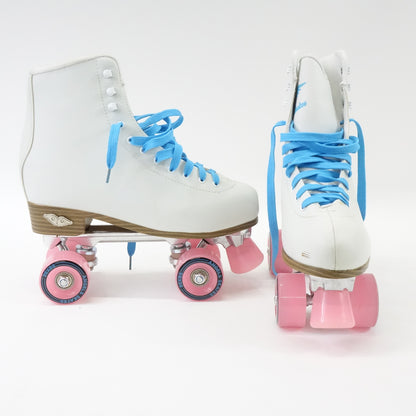 Angels Skates- Women's PU Leather Quad Roller Skates - Cloud White, 12
