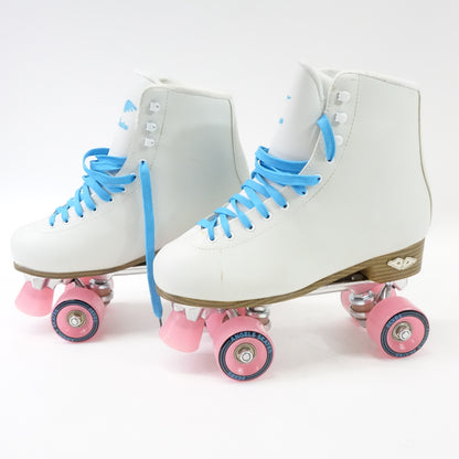 Angels Skates- Women's PU Leather Quad Roller Skates - Cloud White, 12