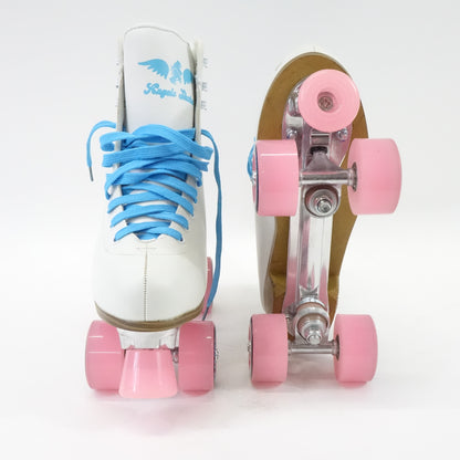 Angels Skates- Women's PU Leather Quad Roller Skates - Cloud White, 12