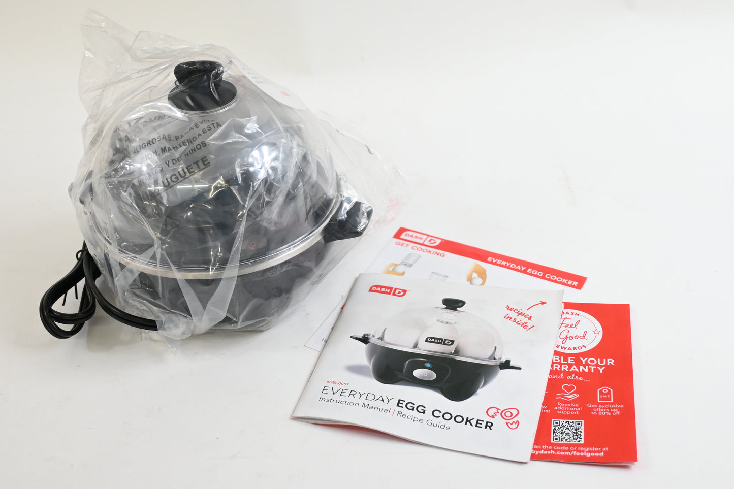 DASH 7-Egg Everyday Egg Cooker - Black Egg Steamer with Steamer Basket, Lid