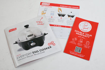 DASH 7-Egg Everyday Egg Cooker - Black Egg Steamer with Steamer Basket, Lid