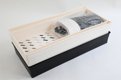 MFTEK 2 Pack 2 Tier Under Sink Organizers and Storage with Drawer, Black, White