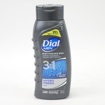 Dial Men Body Wash 3 in 1 Hair Face Body Wash Hydro Fresh Aloe 20 oz