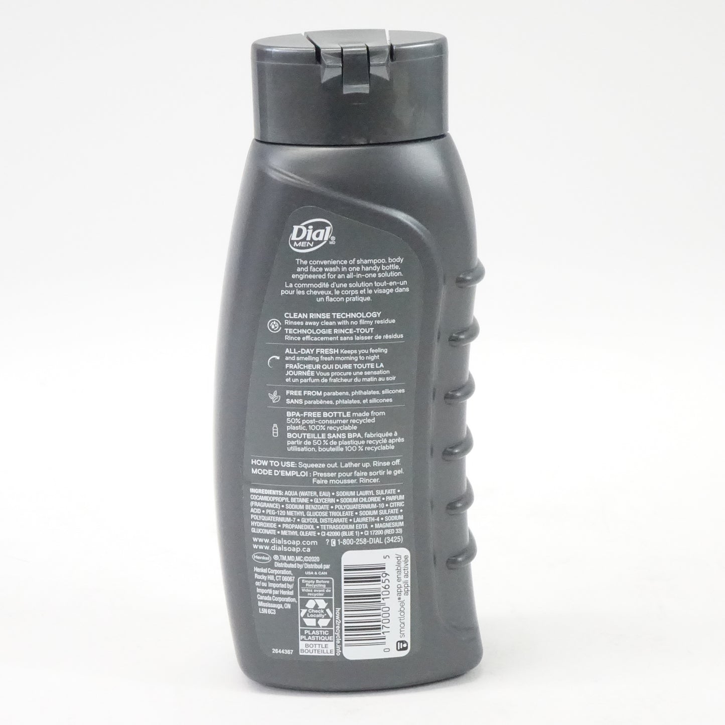 Dial Men Body Wash 3 in 1 Hair Face Body Wash Hydro Fresh Aloe 20 oz
