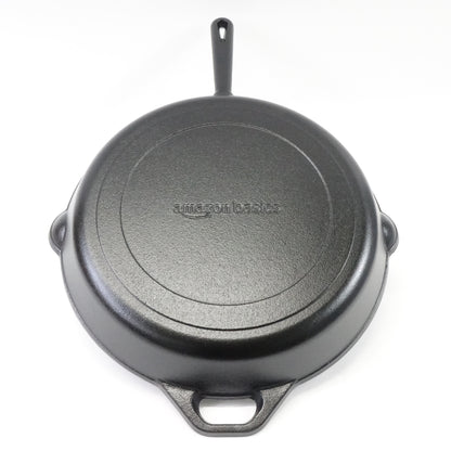 Amazon Basics Pre-Seasoned Cast Iron Skillet, & Large, 15", Black - Open Box