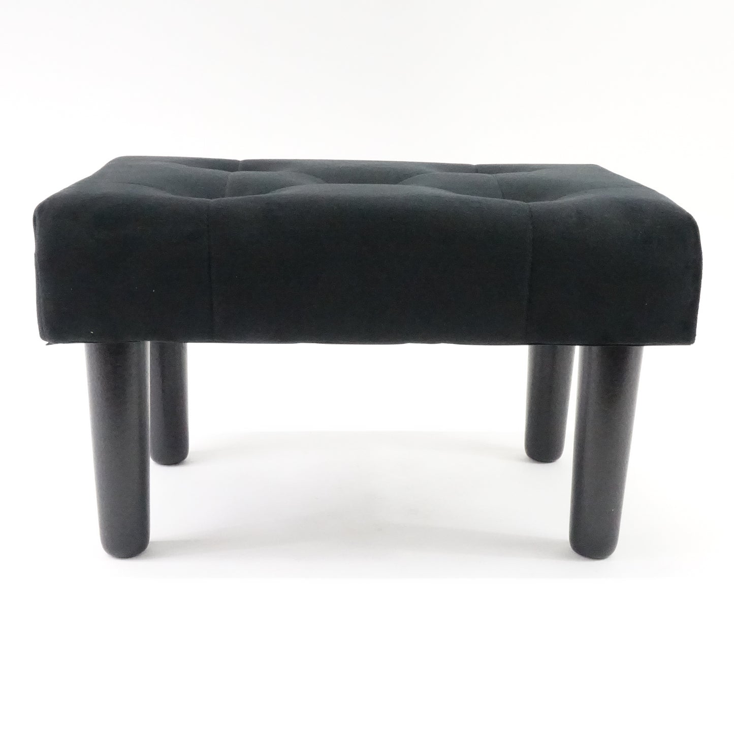 Small Footstool Ottoman,Velvet Soft Footrest Ottoman with Wood Legs, Black