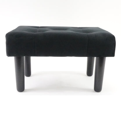 Small Footstool Ottoman,Velvet Soft Footrest Ottoman with Wood Legs, Black