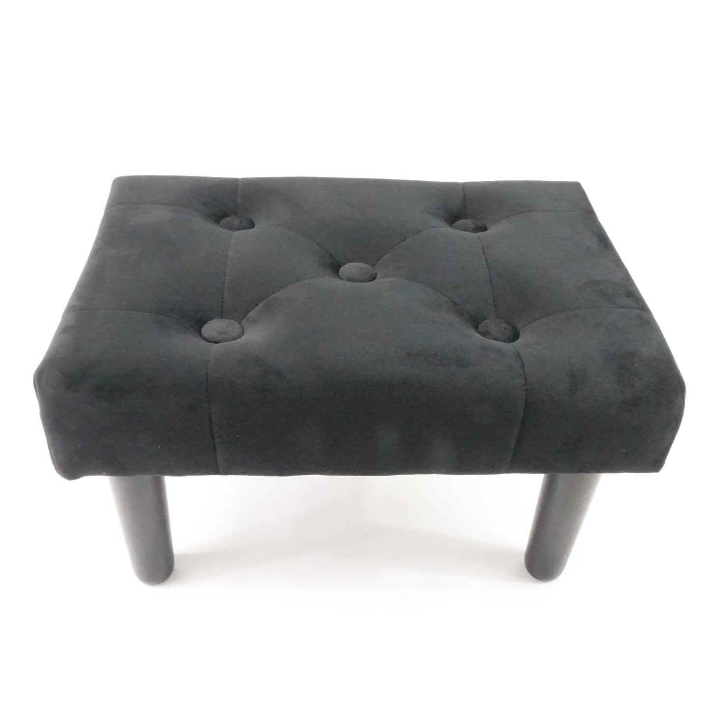 Small Footstool Ottoman,Velvet Soft Footrest Ottoman with Wood Legs, Black