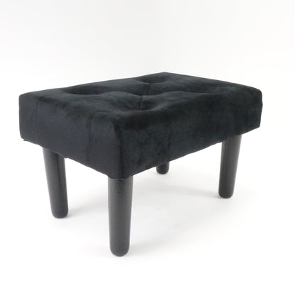 Small Footstool Ottoman,Velvet Soft Footrest Ottoman with Wood Legs, Black