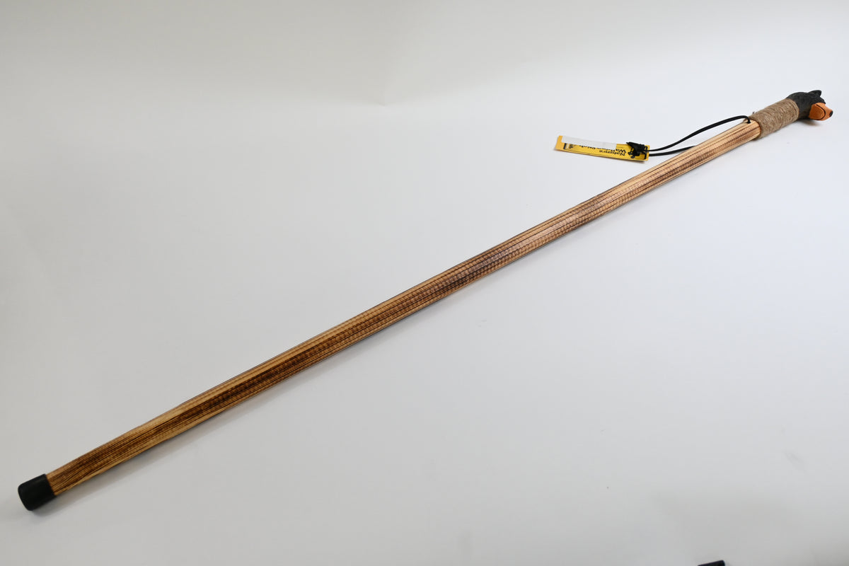 Rustic Wood Walking Trekking Hiking Pole Stick with Twine Grip, Rubber Tip