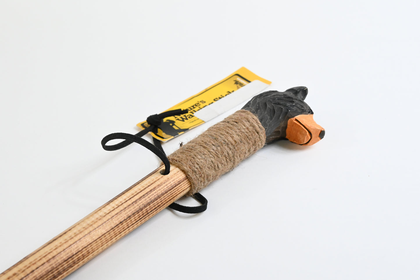 Rustic Wood Walking Trekking Hiking Pole Stick with Twine Grip, Rubber Tip