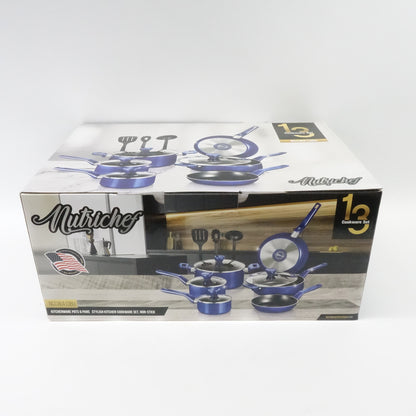 NutriChef 13-Pc Royal Blue Cookware Set - Nonstick Pots & Pans- NCCWA13BU