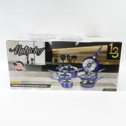 NutriChef 13-Pc Royal Blue Cookware Set - Nonstick Pots & Pans- NCCWA13BU