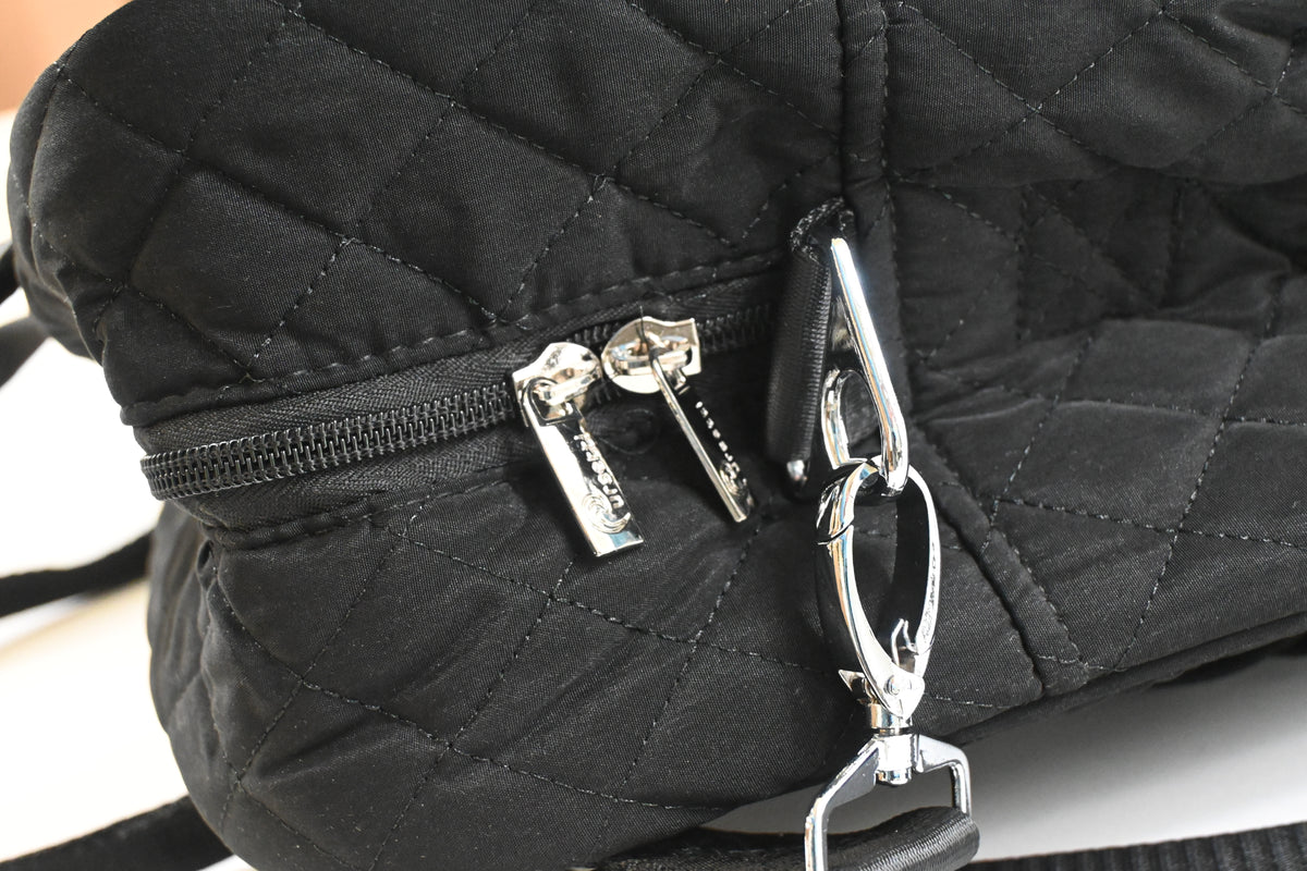 Pursetti Quilted Weekender Bag for Women with Wristlet, Computer Pocket, Black