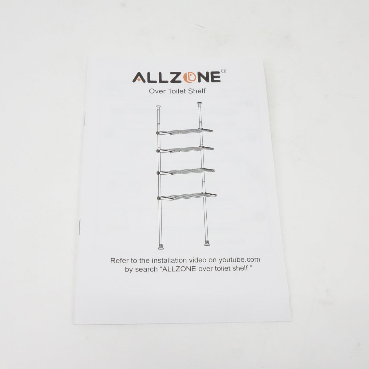 ALLZONE Over The Toilet Storage, 4-Tier Adjustable Shelves 92"- 116" Tall, White