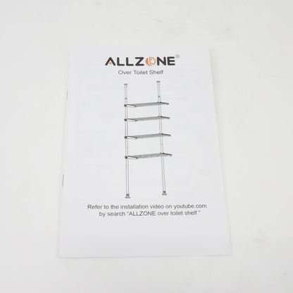 ALLZONE Over The Toilet Storage, 4-Tier Adjustable Shelves 92"- 116" Tall, White