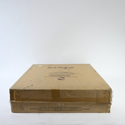 Linon Isabelle Square Upholstered Ottoman Black Legs in Natural Beige Fabric