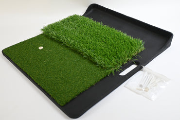 ENHUA GOLF Hitting Mat Ball Tray, 21 x 18" Turf Pad w/9Tees - Open Box