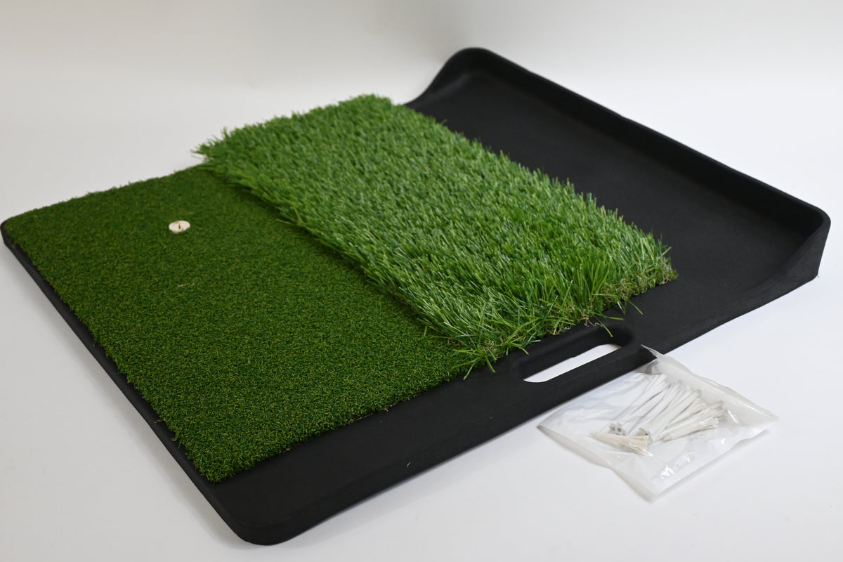 ENHUA GOLF Hitting Mat Ball Tray, 21 x 18" Turf Pad w/9Tees - Open Box