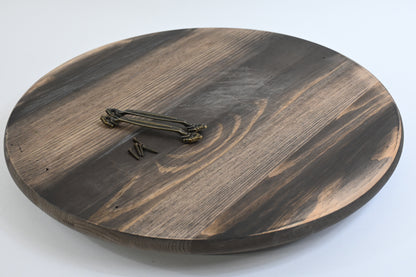 Wooden Lazy Susan Kitchen Turntable with Handles, 18"