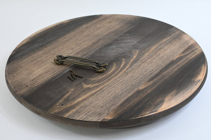 Wooden Lazy Susan Kitchen Turntable with Handles, 18"