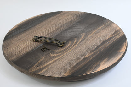 Wooden Lazy Susan Kitchen Turntable with Handles, 18"