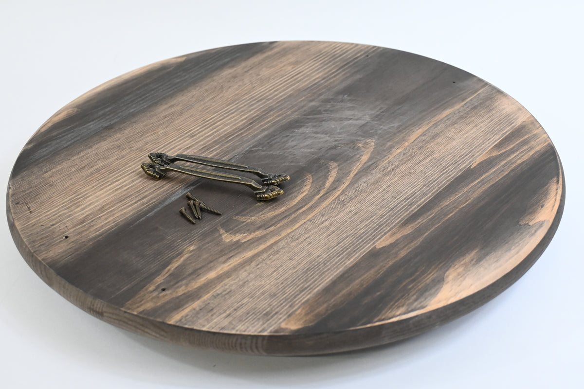 Wooden Lazy Susan Kitchen Turntable with Handles, 18"